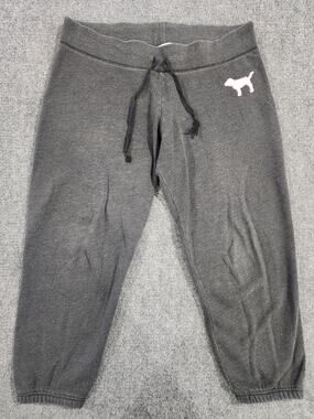Vintage 2006 Victorias Secret PINK Academy Charcoal Grey Joggers Back Spellout L